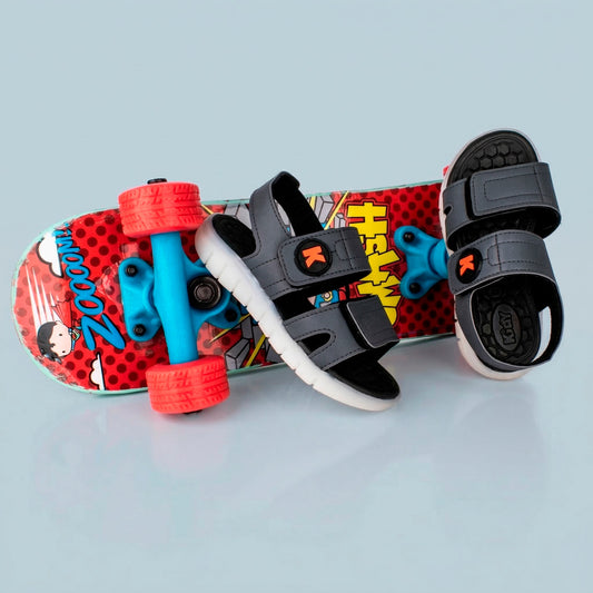 Sandália Infantil Menino Kidy Wave Light com LED Grafite Preto Pisca Pisca