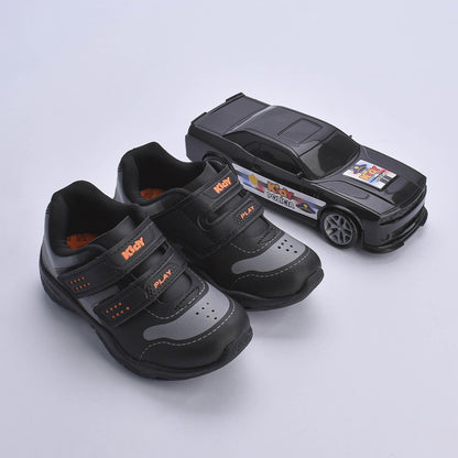 TENIS INFANTIL MENINO KIDY PLAY RESPITEC PRETO/CINZA/LARANJA
