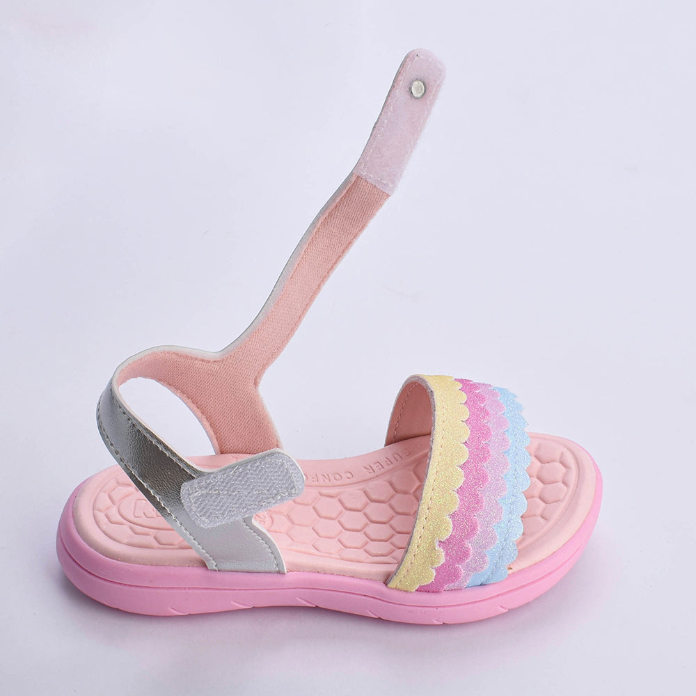 Sandália Menina Infantil Kidy Toys Baby Prata Colorido