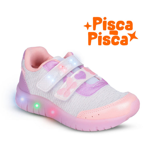 TENIS KIDY LIGHT FUN BRANCO/ROSA/LILAS
