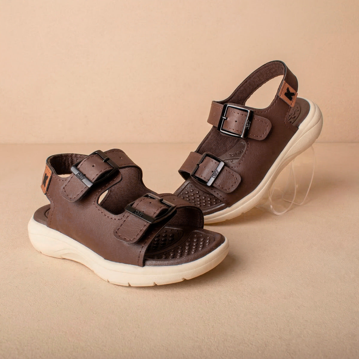 Sandália Infantil Menino Kidy Fly Baby Café e Preto com Fivela Confortável e Ajustável