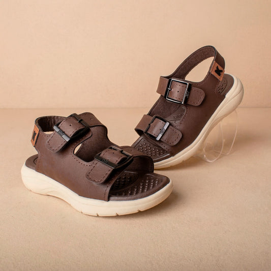 Sandália Infantil Menino Kidy Fly Baby Café e Preto com Fivela Confortável e Ajustável