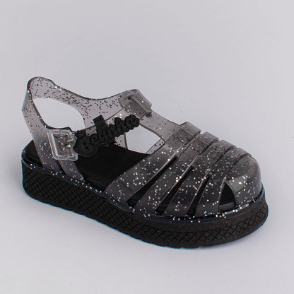 Sandália Infantil Menina Kidy Gloss Fumê com Glitter