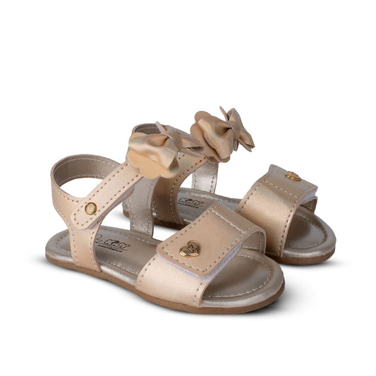 Sandália Infantil Meu Primeiro Kidy Ouro com Laço Primeiros Passos