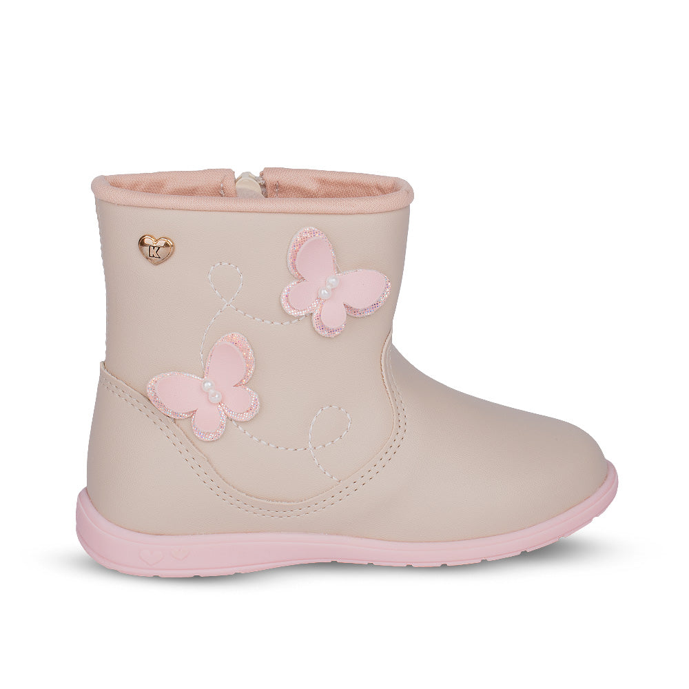 Bota Infantil Menina Kidy Soft Borboletas Marfim Delicada Conforto