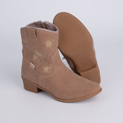 Bota Infantil Kidy Estrelas Dourado Bege
