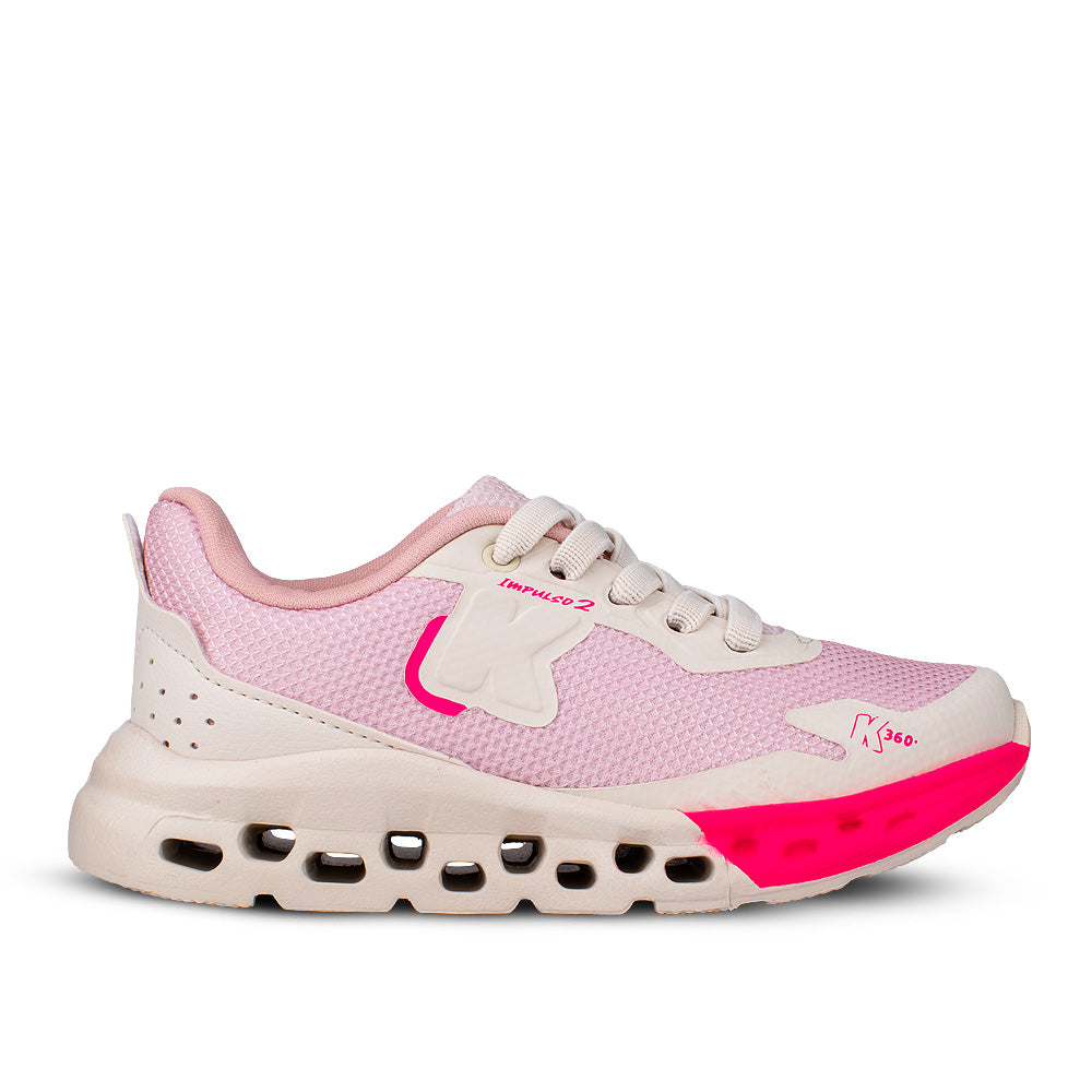 Tênis Infantil Menina Kidy K360 Impulso 2 Marfim Rosa Conforto
