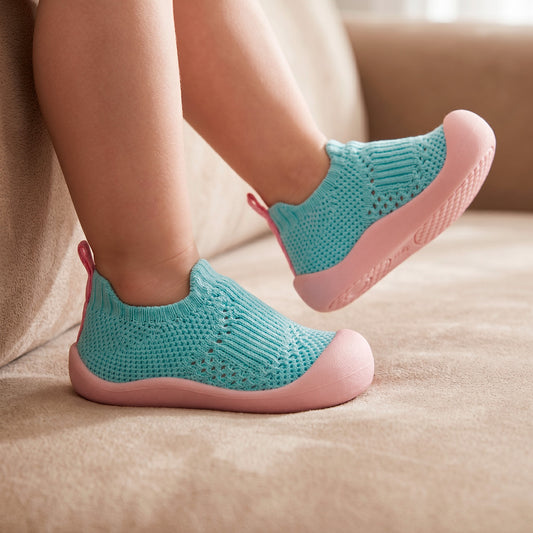 Tenis Meia Sapatilha Infantil Menina Kidy Verde Água/Rosa Calce Fácil