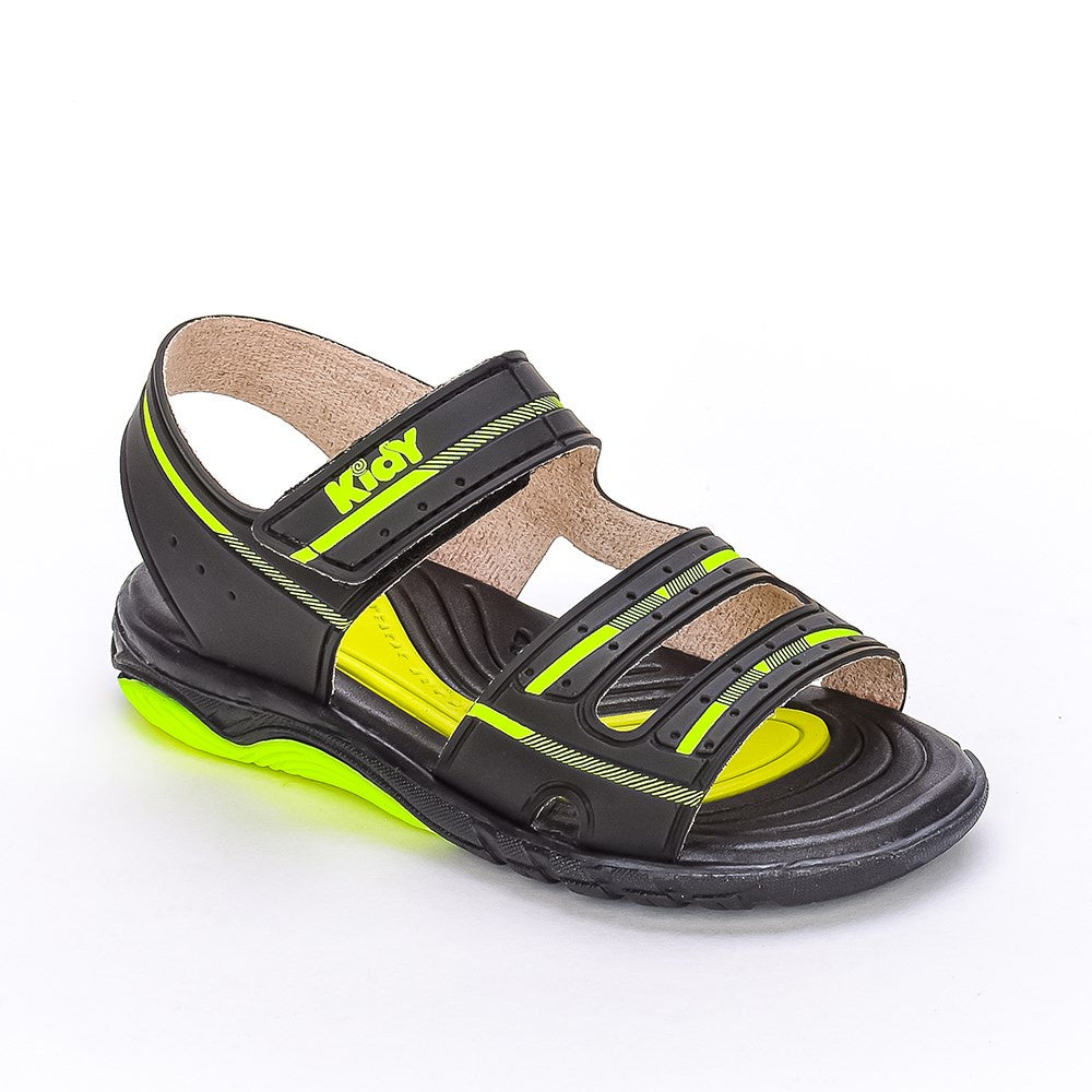 Sandália Menino Infantil Kidy Toys Preto e Amarelo Neon