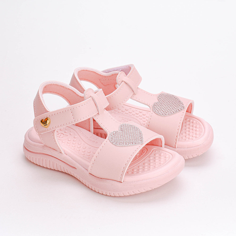 SANDÁLIA MENINA KIDY FLY BABY CORAÇÃO NUDE KIT CHAZINHO