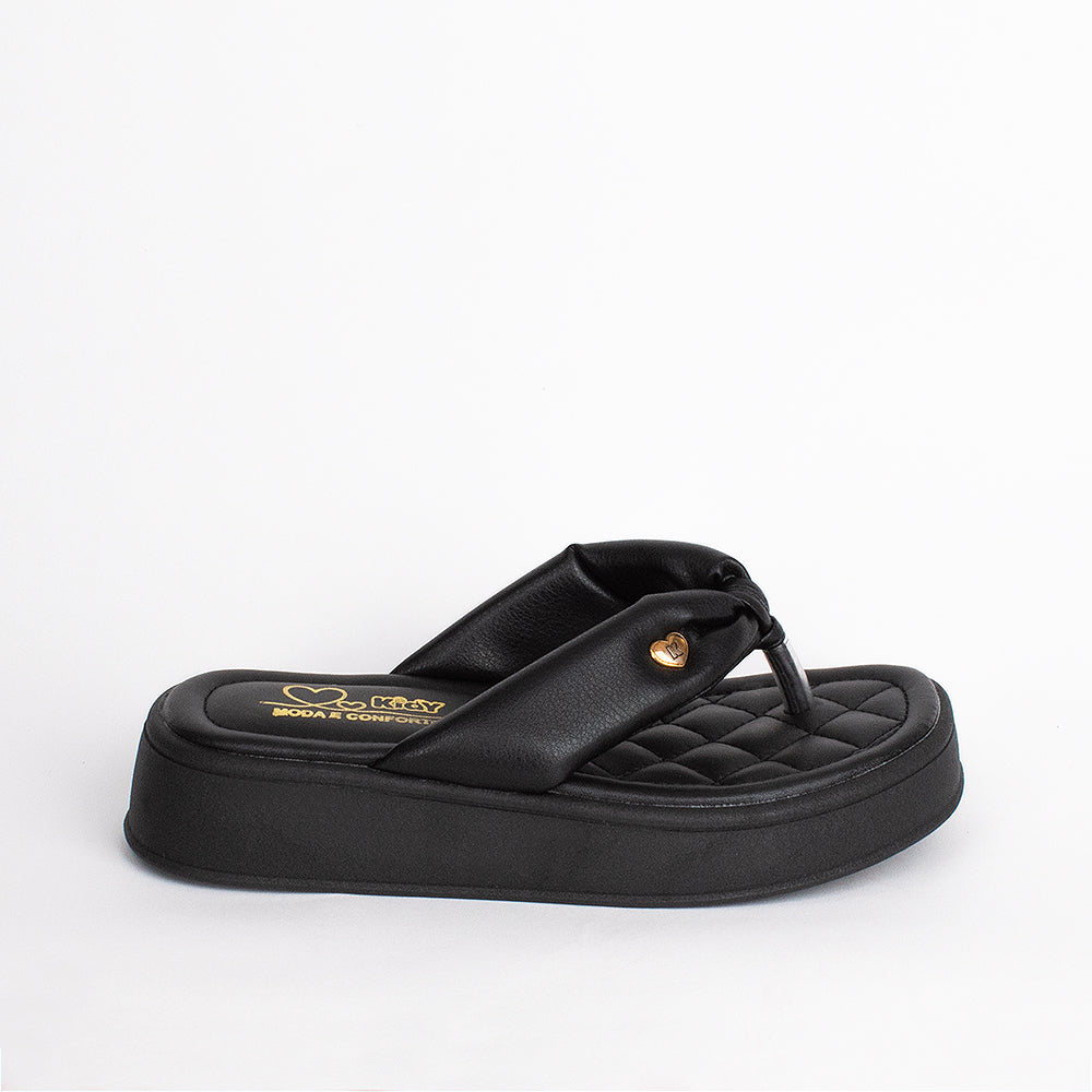 Chinelo Flatform Infantil Menina Kidy Nuvem Preto
