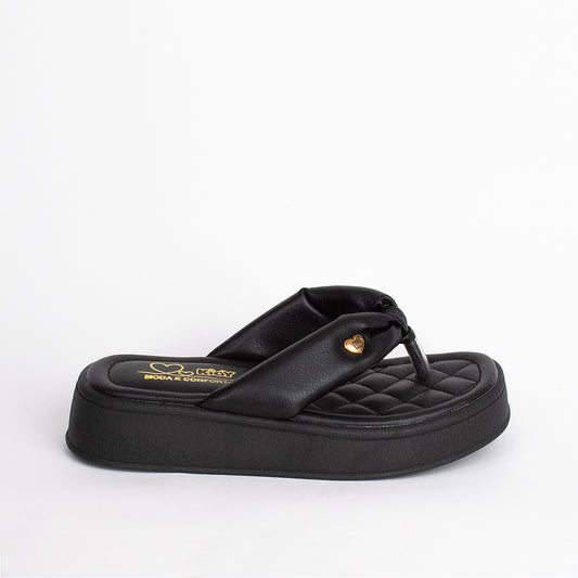 Chinelo Flatform Infantil Menina Kidy Nuvem Preto