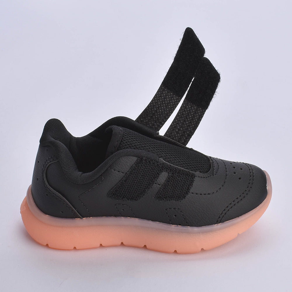 Tênis Infantil Menino Kidy Flex Light Preto/Laranja Neon Leve e Confortável