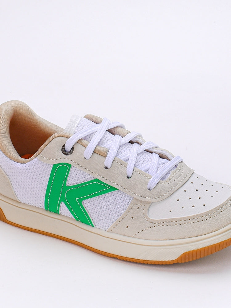 TÊNIS MENINO K360 CASUAL CONFORTO NATURAL/BRANCO/VERDE