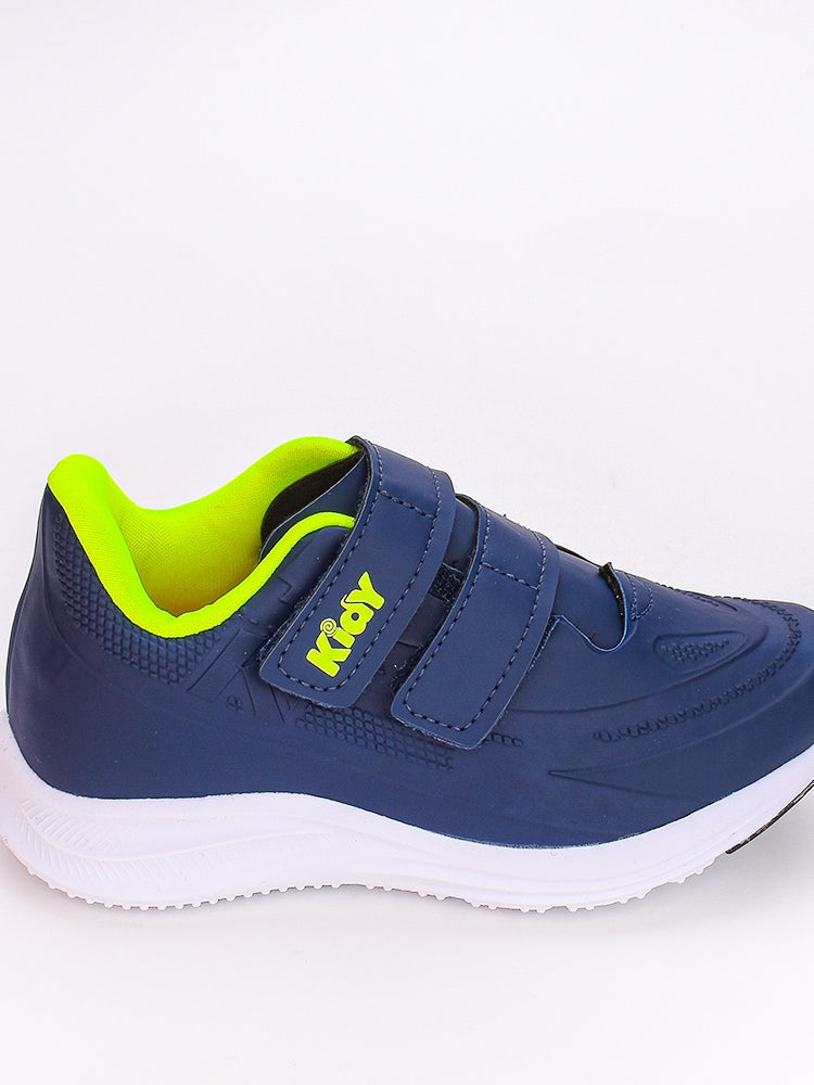 Tênis Menino Infantil Kidy Super Conforto Respitec Marinho e Amarelo Neon