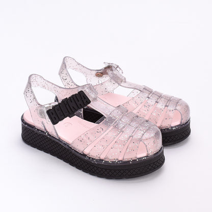 Sandália Infantil Menina Belinha Kidy Gloss Preto com Glitter