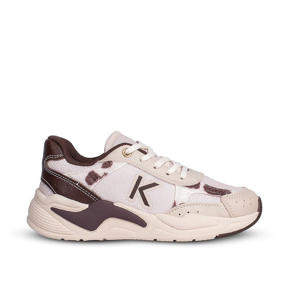 Tênis Infantil Menina Kidy K360 Casual Retro Marfim/Marrom