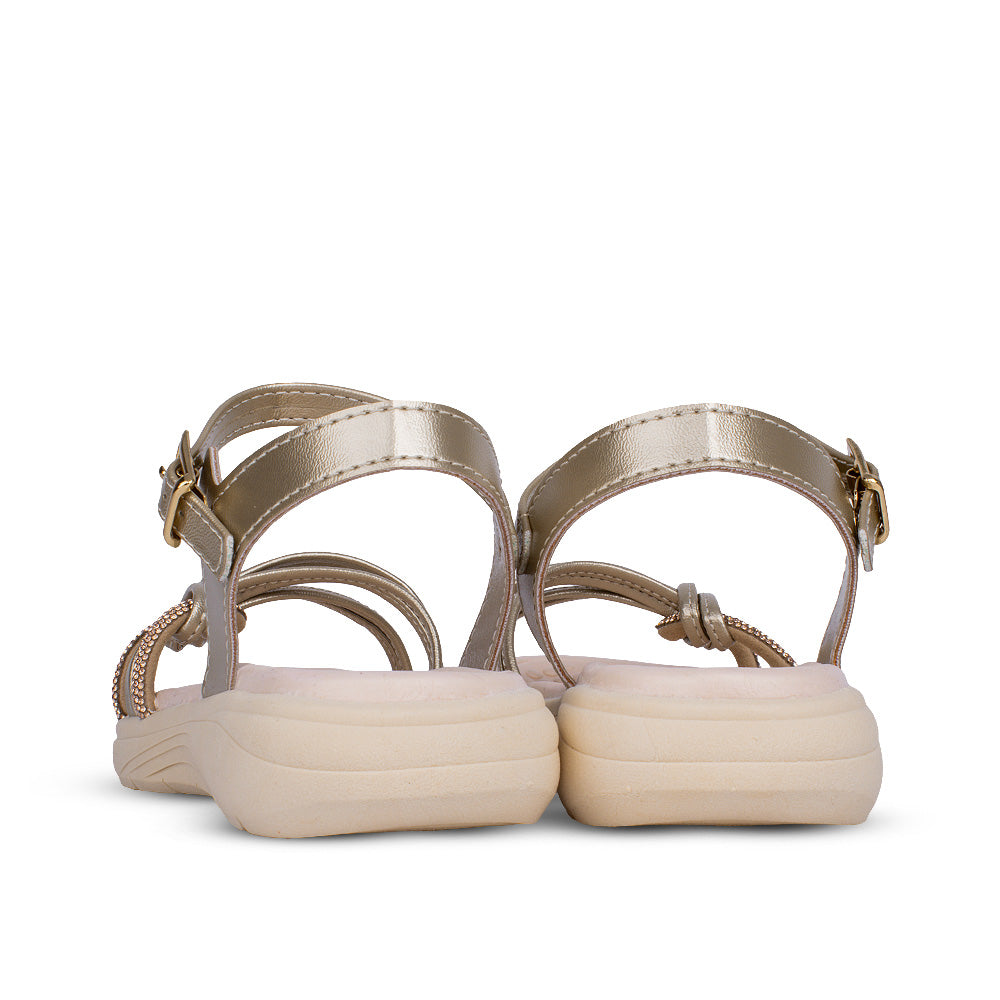 Sandália Infantil Menina Kidy Fly Ouro Strass Dourada Delicada