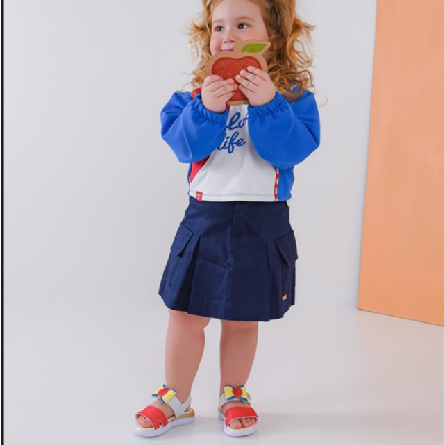 SANDALIA INFANTIL MENINA KIDY FLY BABY BRANCO/VERMELHO