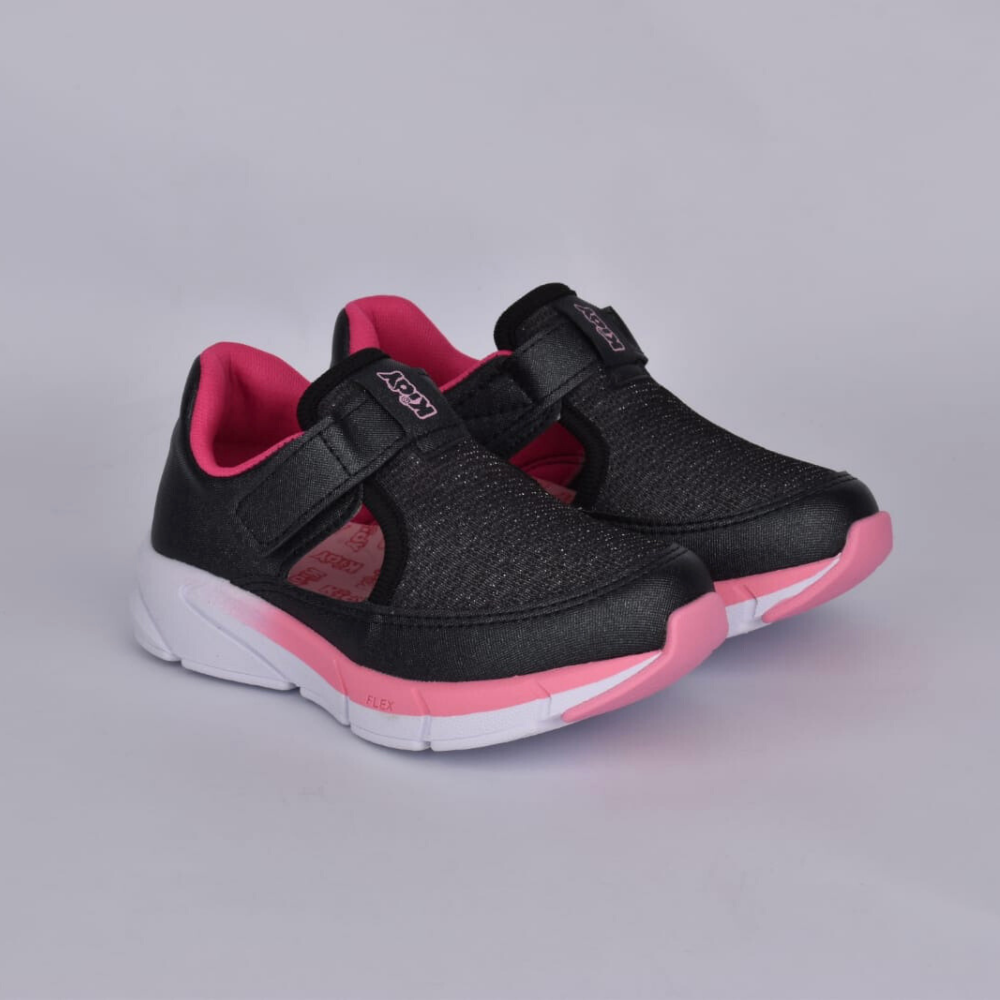 Tênis Menina Kidy Energy Baby Respitec Preto e Rosa