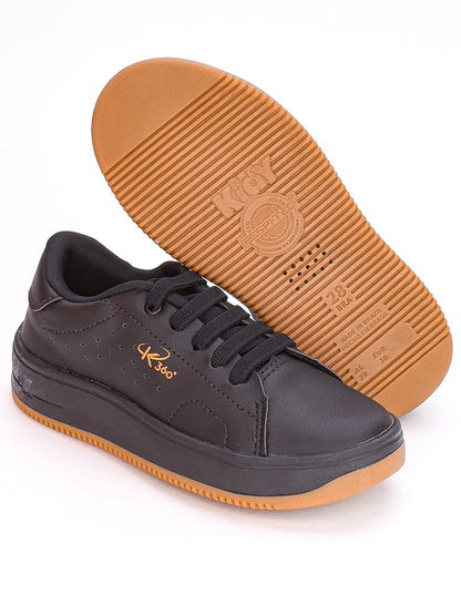 Tênis Casual Infantil Masculino Kidy Respitec Cadarço Preto