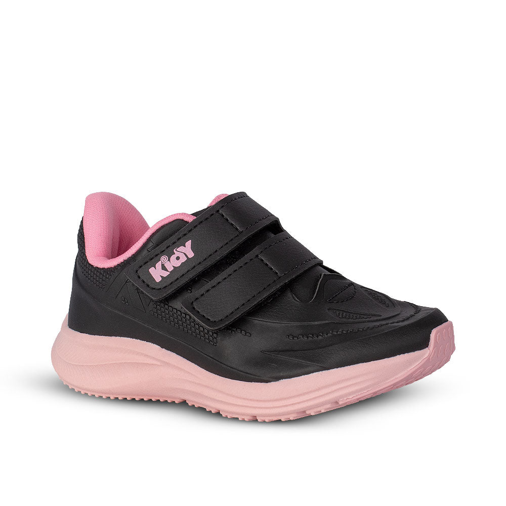 Tênis Kidy Super Conforto Respitec Preto e Rosa Chiclete