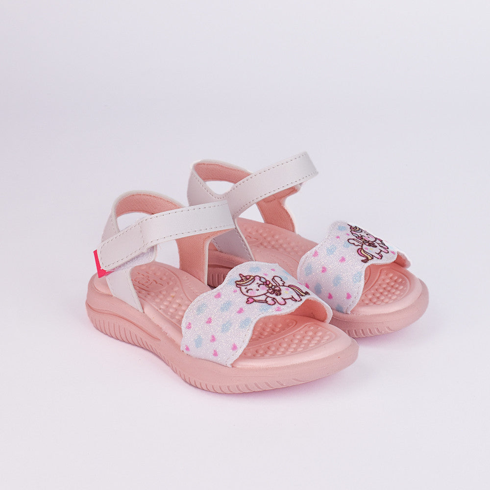 Sandália Papete Infantil Kidy Fly Unicórnio com Pulseira Branca