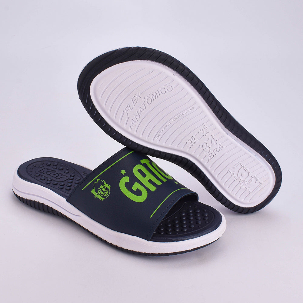 SANDÁLIA Chinelo Infantil Menino Gato Galáctico KIDY FLY GG MARINHO/AMARELO NEON Kidy