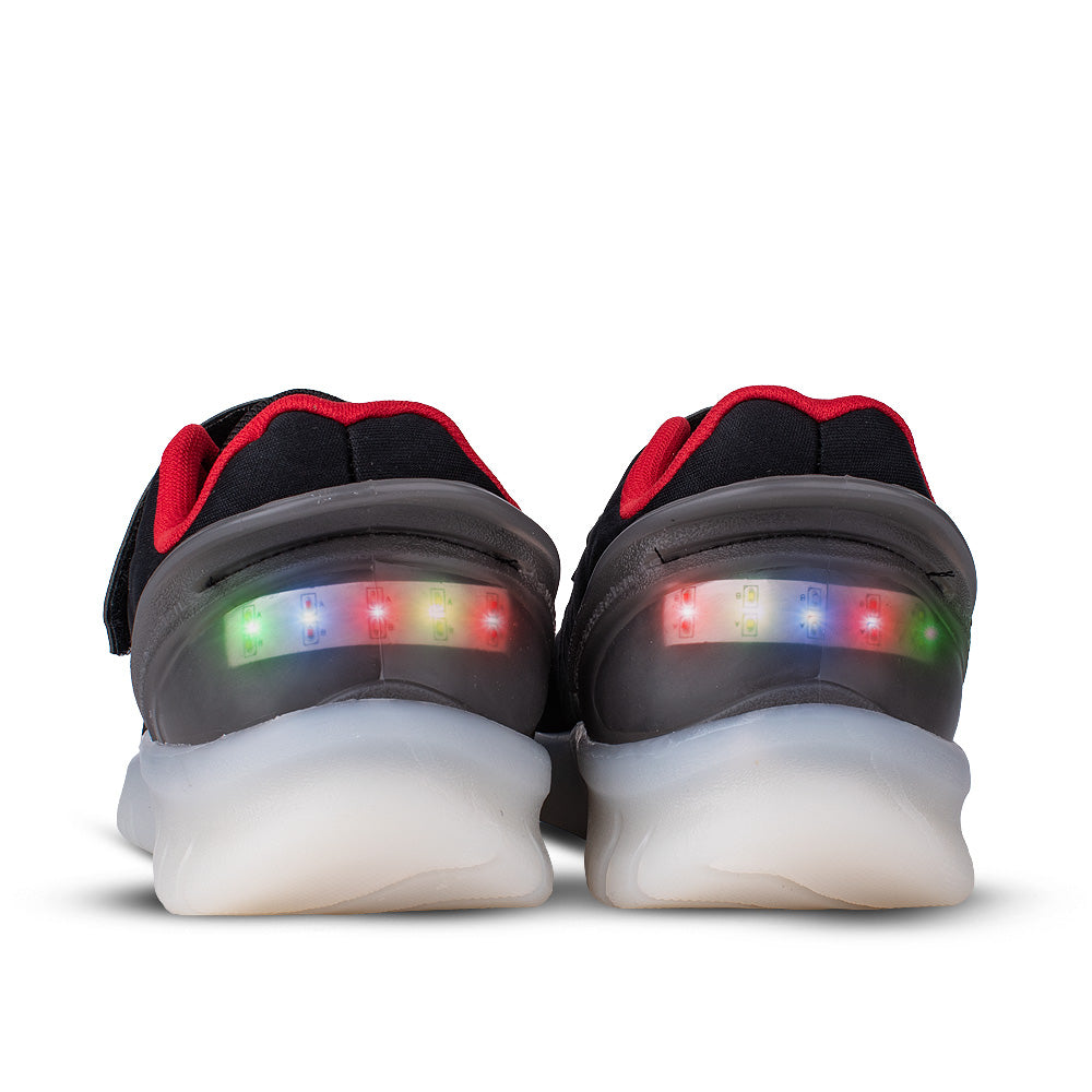 Tênis Infantil Menino Kidy Pisca Pisca Preto/Vermelho Com Velcro