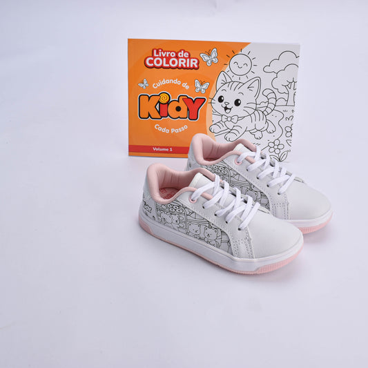 Kit Tênis Infantil Menina Astral Branco + Livro Bob Goods