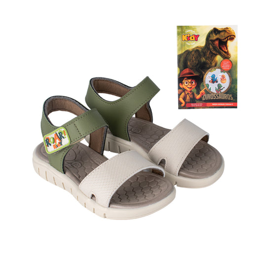 Sandália Infantil Menino Kidy Toys Dino Verde Militar