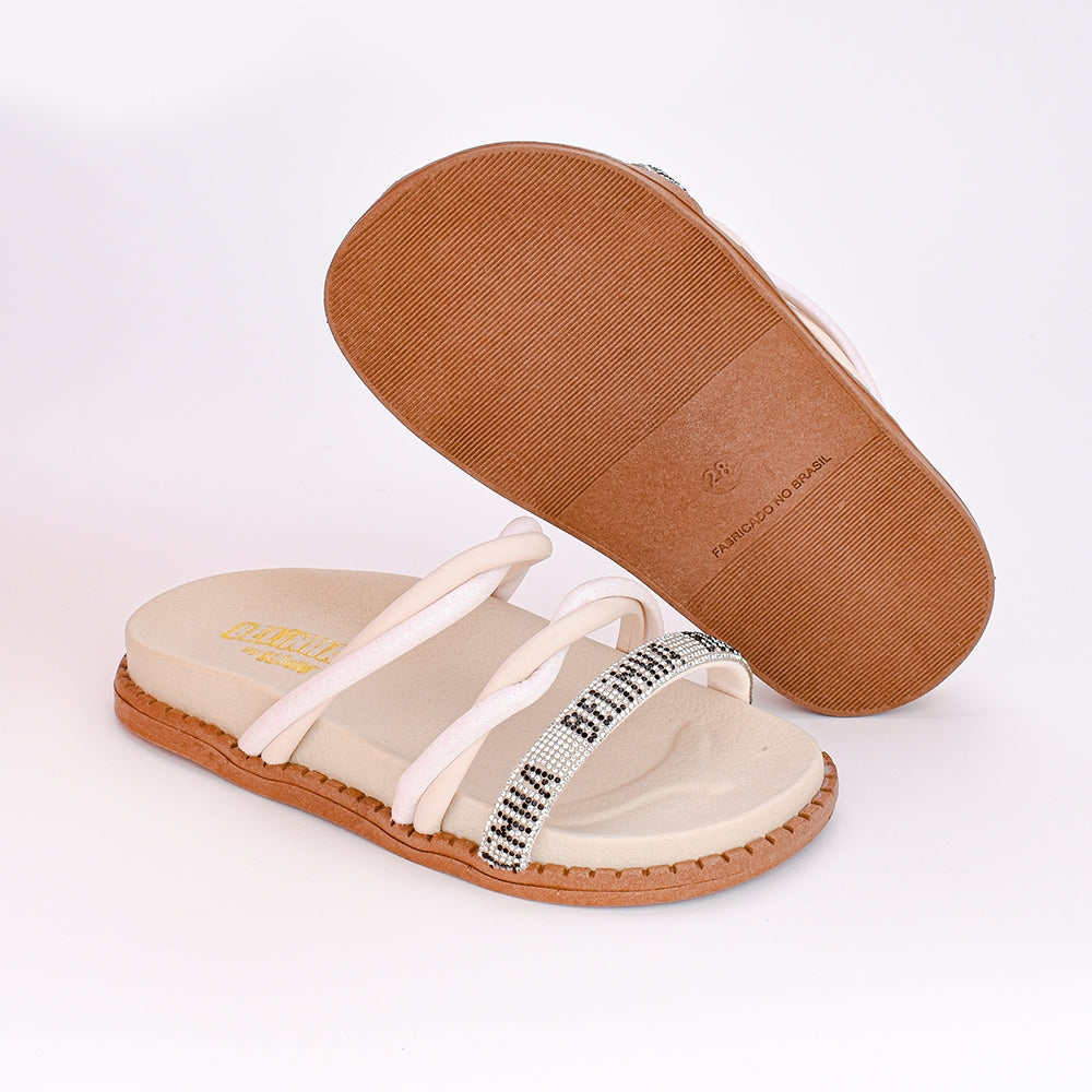 Sandália Menina Papete Birken Infantil Fashion Belinha Marfim