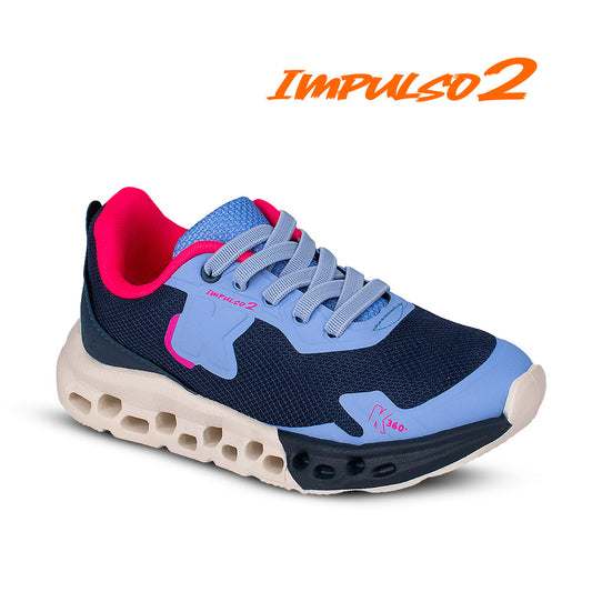 Tênis Infantil Menina Kidy K360 Impulso 2 Azul Bebe Calce Fácil
