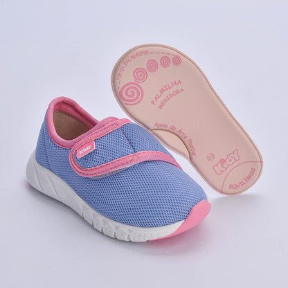 Tênis Kidy Bebê Equilíbrio Azul com Rosa - Confortável, Leve e com Tecnologia Equilíbrio