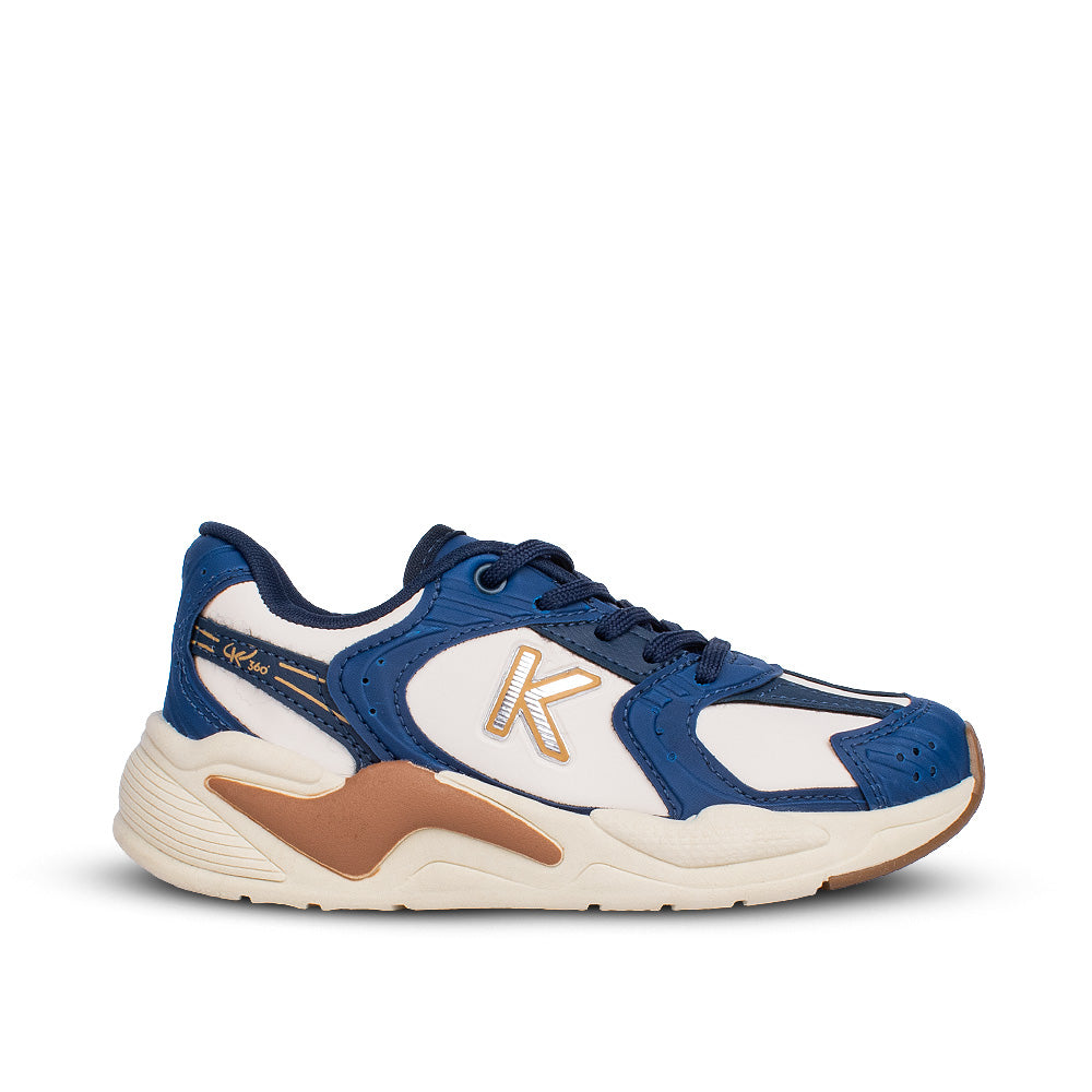 Tênis Infantil Menino Kidy K360 Retrô Marfim/Marinho Estilo Casual Moderno