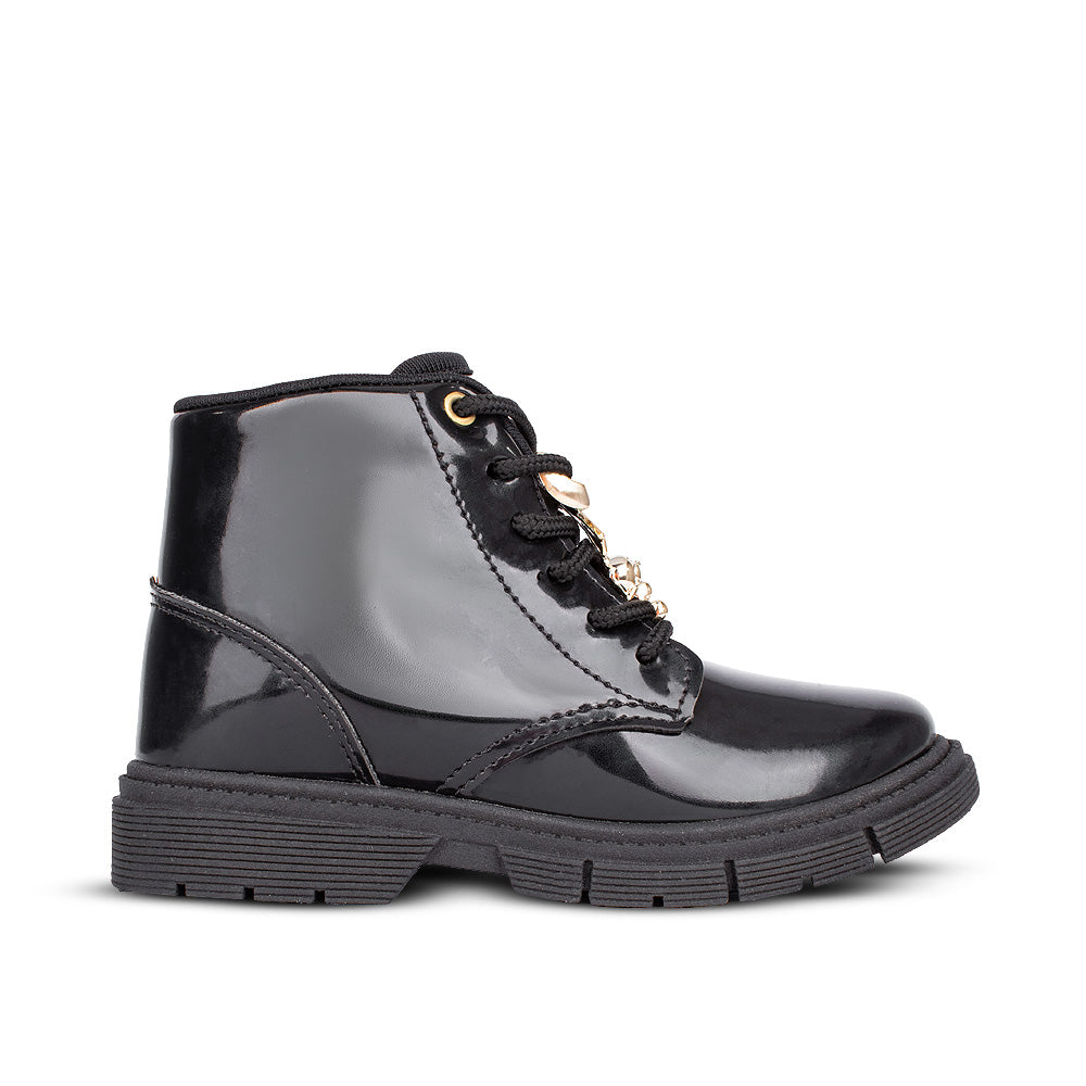 Bota Infantil Menina Kidy Fashion Baby Verniz Preta Estilosa