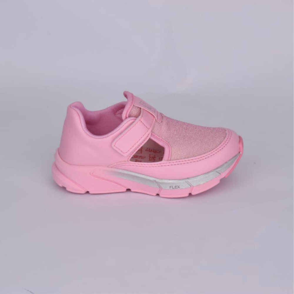 Tênis Menina Infantil Kidy Energy Baby Respitec Rosa e Prata