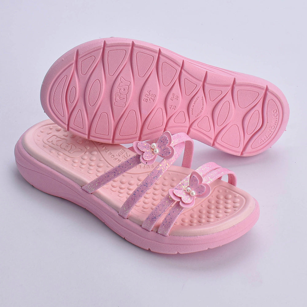 Kit Chinelo Infantil Menina Fly Rosa + Livro Bob Goods