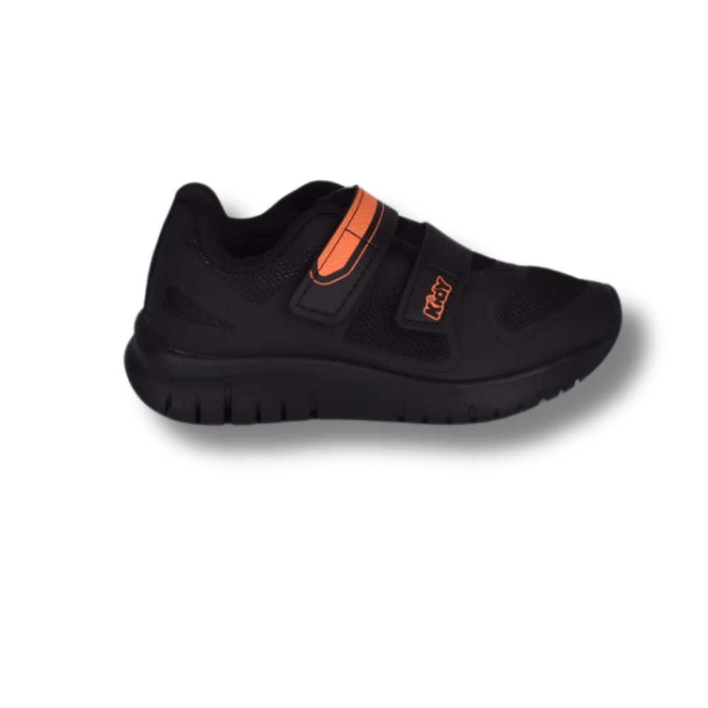 Tênis Menino Infantil Kidy Ultra Flex Preto e Laranja Neon
