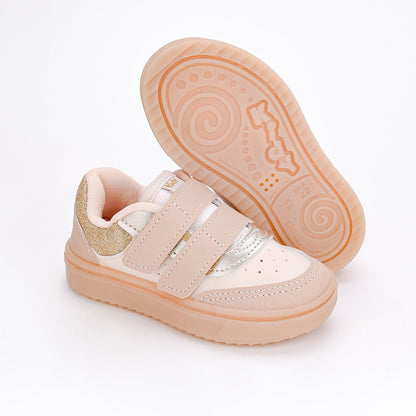TÊNIS INFANTIL MENINA KIDY HAPPY BEGE/OURO BRINQUEDO SURPRESA