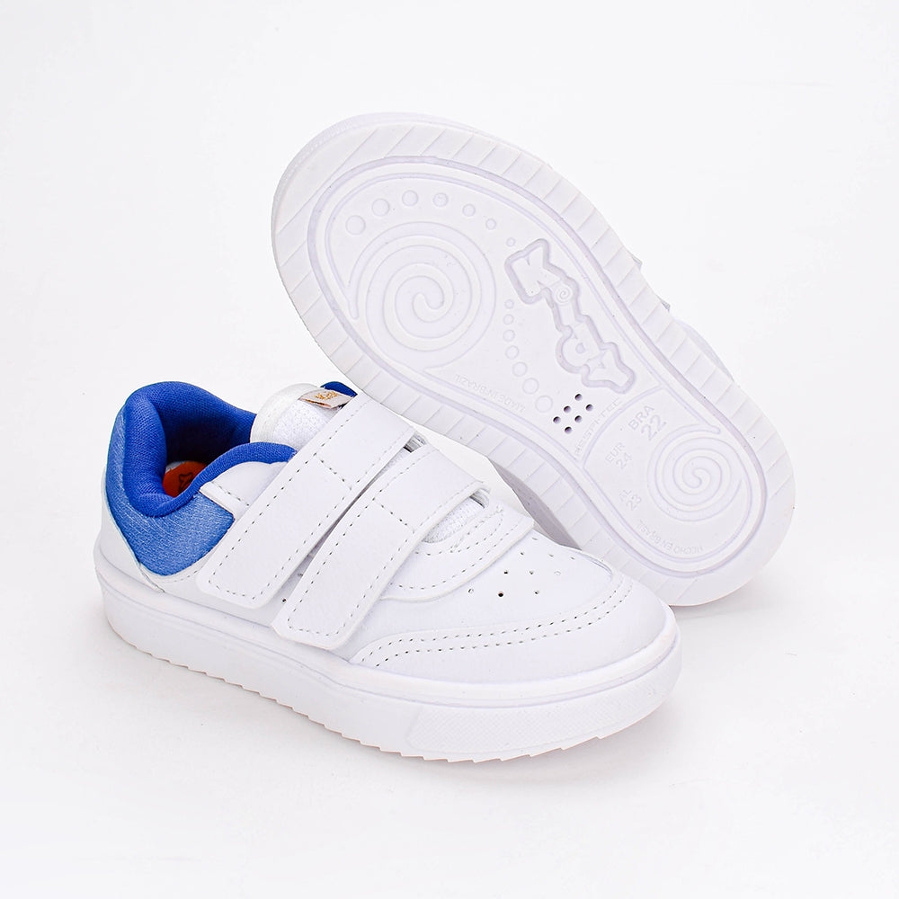 Tênis Menino Infantil Kidy Happy Branco e Royal