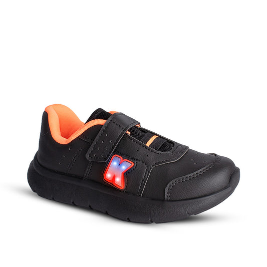 Tênis Infantil Menino Kidy Flex Light Preto Led Fechamento Velcro 22 ao 27