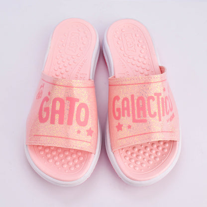 Chinelo Infantil Menina Gato Galáctico Kidy Fly Rosa Confortável