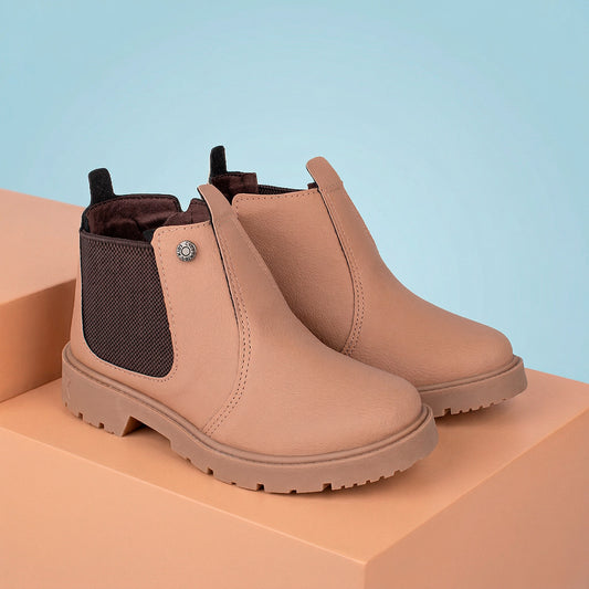 Bota Coturno Infantil Menino Kidy Walk Camel Jequinha Elástico 28 ao 36