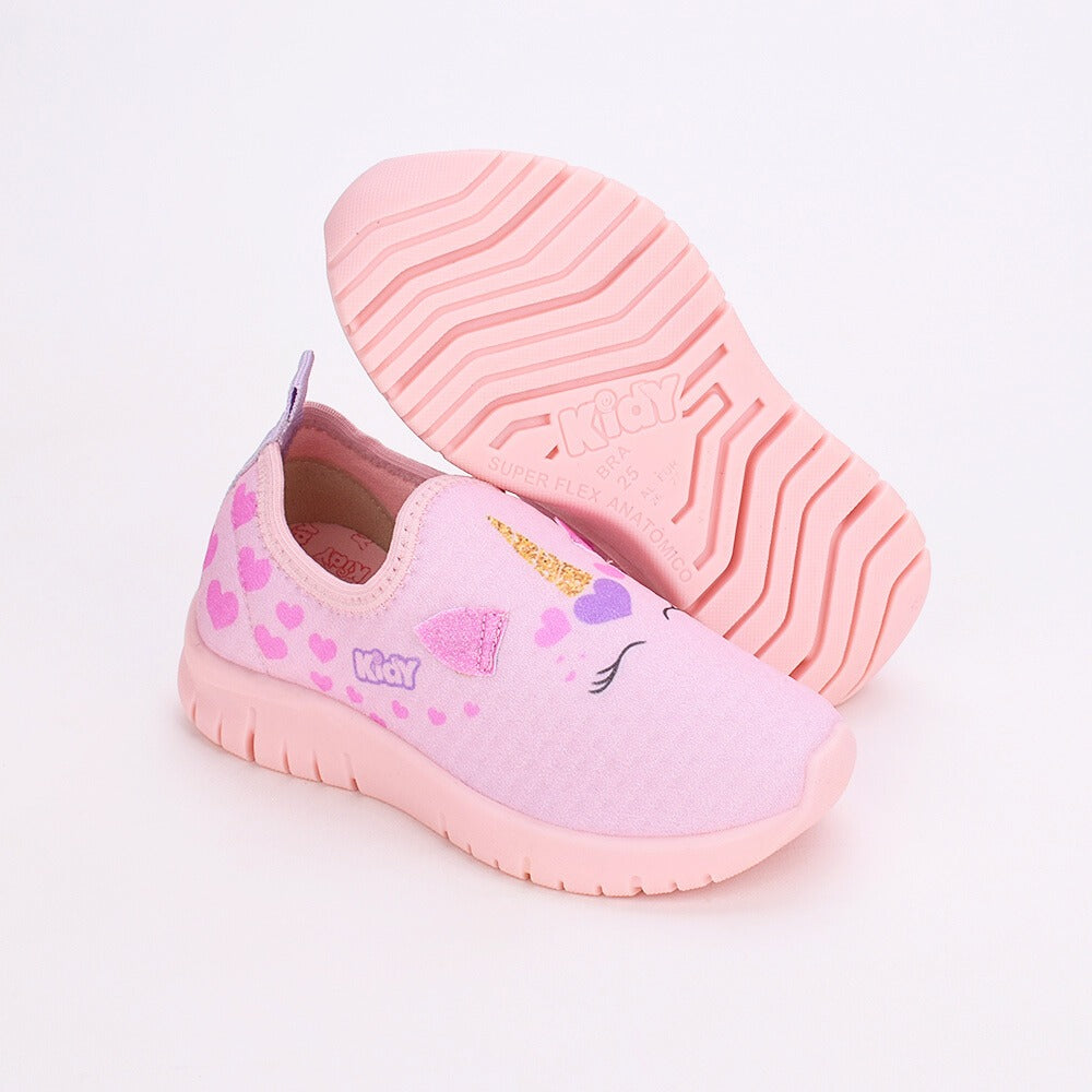 Tênis Infantil Menina Kidy Ultra Flex Com Unicórnio Para Pintar Rosa