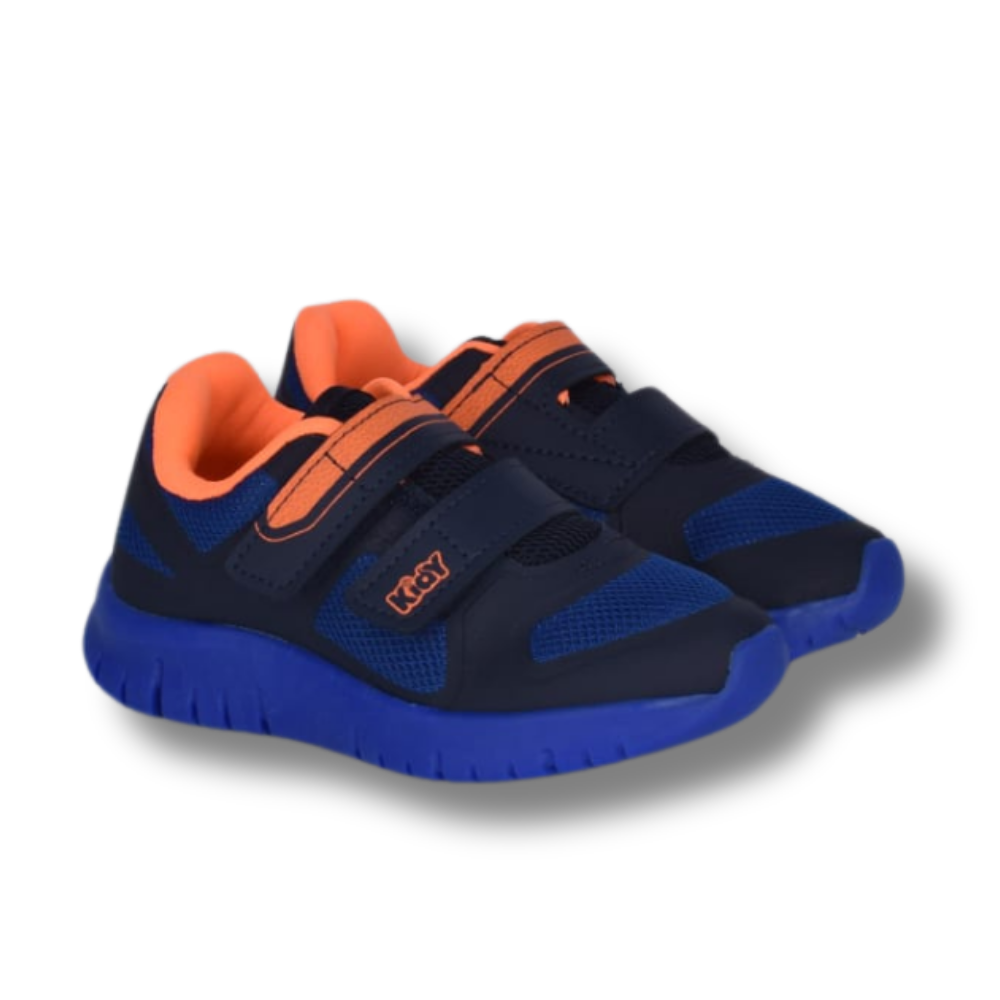 Tênis Menino Infantil Kidy Ultra Flex Azul Marinho e Laranja Neon