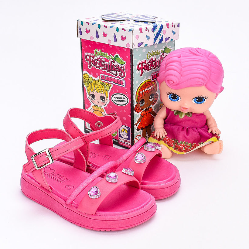 Sandália Infantil Kidy Flat Form Com Brinquedo Pink