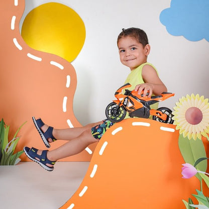 Sandália Infantil Papete Kidy Toys Azul Amarelo e Brinquedo