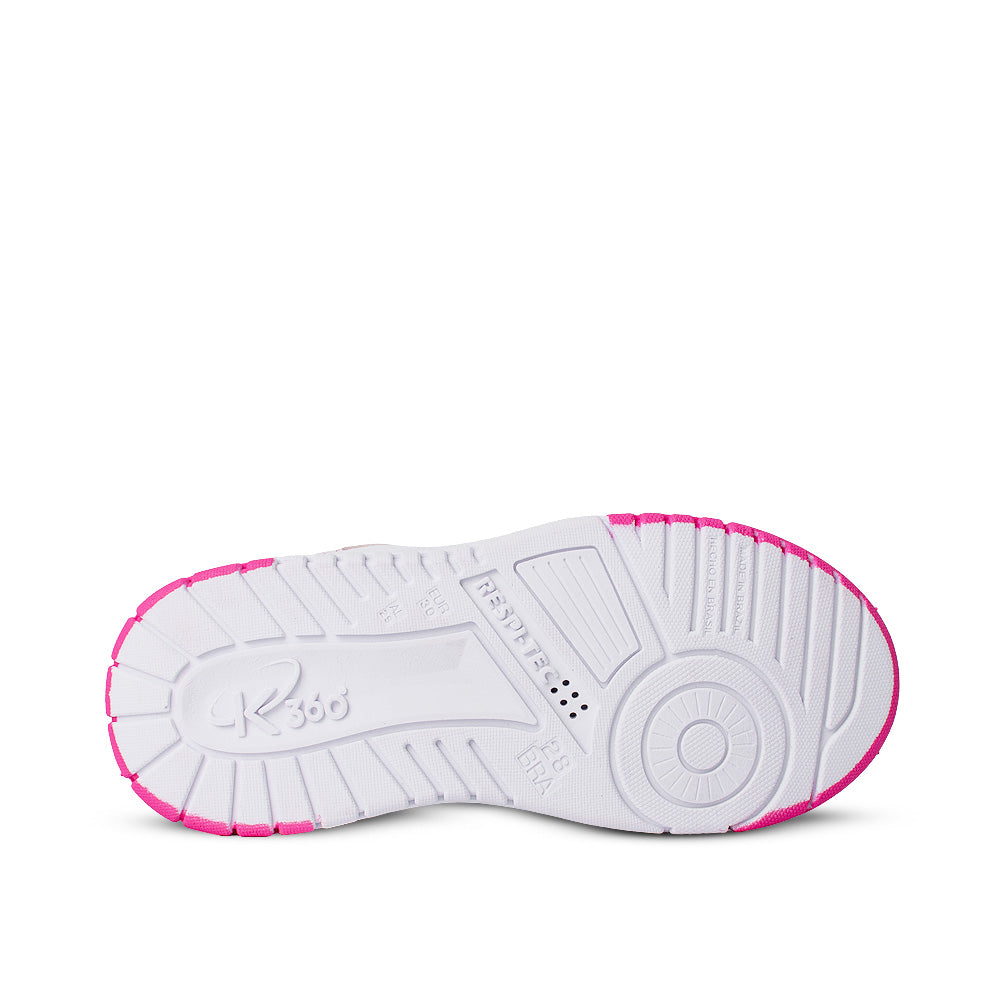 Tênis Infantil Menina Kidy K360 Respitec Branco/Pink Belinha