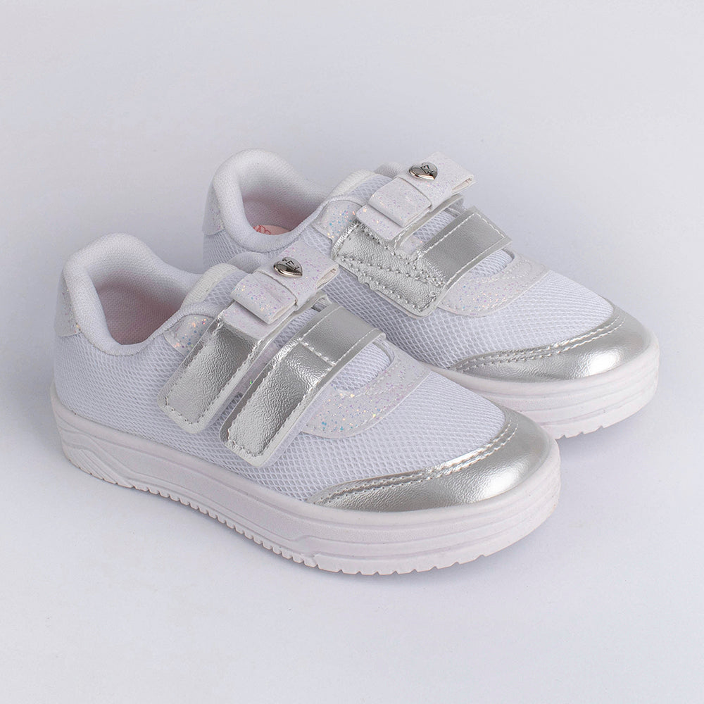 Tênis Menina Kidy Happy Branco e Prata